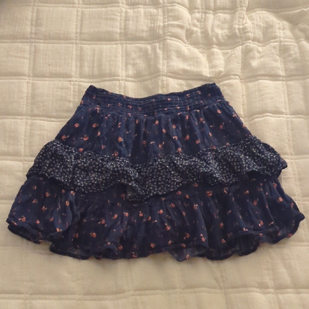 American Eagle Outfitters Navy Floral Tiered Skater Skirt